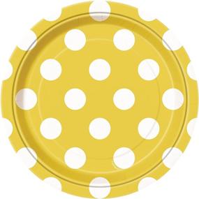 img 1 attached to Eye-Catching Polka Dot Yellow Cake Paper Plates by Unique Industries - 8 Pieces