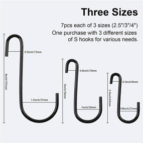 img 3 attached to HongWay 21 Pack Black S Hooks: Heavy Duty Kitchen Pan-Pot, Outdoor Hanging Plants, Wardrobe, Bathroom, Bedroom, and Office Organizer in Three Sizes