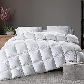img 2 attached to 🛏️ Puredown All Season Down Comforter - Hotel Quality Stripe - 100% Cotton Shell - 500 Thread Count - Super Soft - Medium Warmth Duvet Insert - Full/Queen
