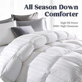 img 3 attached to 🛏️ Puredown All Season Down Comforter - Hotel Quality Stripe - 100% Cotton Shell - 500 Thread Count - Super Soft - Medium Warmth Duvet Insert - Full/Queen