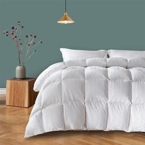 img 4 attached to 🛏️ Puredown All Season Down Comforter - Hotel Quality Stripe - 100% Cotton Shell - 500 Thread Count - Super Soft - Medium Warmth Duvet Insert - Full/Queen