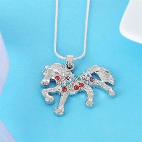 img 1 attached to 🐴 Nimteve Girls Necklaces: Sparkling Silver Tone Horse Pendant Necklace with Multicolored Crystals for Little Girls - 18 Inches