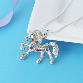 img 2 attached to 🐴 Nimteve Girls Necklaces: Sparkling Silver Tone Horse Pendant Necklace with Multicolored Crystals for Little Girls - 18 Inches