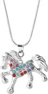 🐴 nimteve girls necklaces: sparkling silver tone horse pendant necklace with multicolored crystals for little girls - 18 inches logo