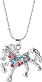 img 4 attached to 🐴 Nimteve Girls Necklaces: Sparkling Silver Tone Horse Pendant Necklace with Multicolored Crystals for Little Girls - 18 Inches