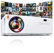 📽️ toptro bluetooth projector, native 1080p and 350” display, 8500l video projector, 4k support, zoom &amp; ±50°4d keystone correction, home theater projector compatible with phone/tv stick/pc/usb/ps4/dvd logo