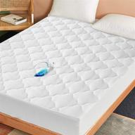 premium waterproof queen mattress cover, quilted & machine washable protector with deep pocket up to 18 inches logo