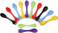 🍴 arroyner 12pcs tritan plastic sporks - 3 in 1 travel forks for camping, travel, home, restaurant - 7 inch length logo