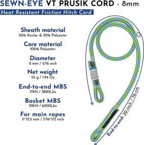 img 3 attached to GM CLIMBING 8mm (5/16in) Prusik Cord with Pre-Sewn Eye-to-Eye, Heat Resistant Friction Hitch Cord made of Kevlar & Polyester