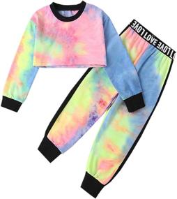 img 4 attached to 👚 Multicolor Active Girls' Clothing: Cropped Sweatsuit Pullover Sweatshirt