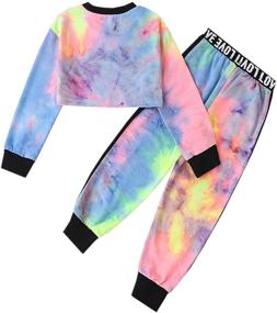 img 3 attached to 👚 Multicolor Active Girls' Clothing: Cropped Sweatsuit Pullover Sweatshirt