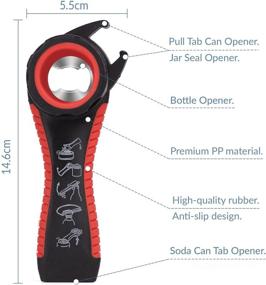 img 1 attached to 🔓 5-in-1 Multi Function Jar Opener and Bottle Opener Kit for Seniors with Arthritis and Weak Hands - Easy-Lift Non-Slip Opener for Effortless Lid Removal (Black-Red)