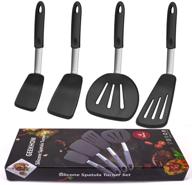 🍳 geekhom silicone spatulas for nonstick cookware - heat resistant, extra large, wide, and flexible rubber turners - kitchen utensils set for pancake, eggs, fish, omelet (4 pack, black) logo