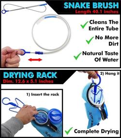 img 2 attached to 🧼 5-in-1 Hydration Bladder Cleaning Kit | Ultimate Dirt-Free Solution for Water Bladder Bags | Universal Camelback Cleaner Kit | Includes Large Brush, Small Brush, Snake Brush, Drying Hanger, Carry Bag & 2x Cleaning Tablets