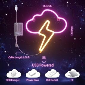 img 2 attached to 🌈 LED Neon Wall Lighting Cloud Style Sign - Battery or USB Powered Room Decor for Adults and Kids