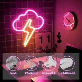 img 3 attached to 🌈 LED Neon Wall Lighting Cloud Style Sign - Battery or USB Powered Room Decor for Adults and Kids