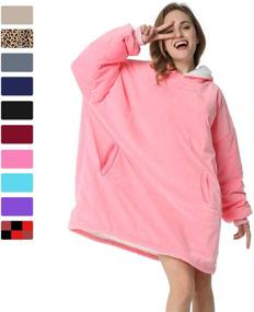 img 1 attached to 🔥 Stay Cozy and Stylish with LetsFunny Oversized Hooded Blanket Sweatshirt - Super Soft Sherpa Wearable Blanket for All Ages - Perfectly Pink!