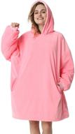 🔥 stay cozy and stylish with letsfunny oversized hooded blanket sweatshirt - super soft sherpa wearable blanket for all ages - perfectly pink! logo