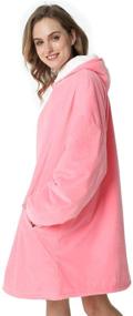 img 3 attached to 🔥 Stay Cozy and Stylish with LetsFunny Oversized Hooded Blanket Sweatshirt - Super Soft Sherpa Wearable Blanket for All Ages - Perfectly Pink!