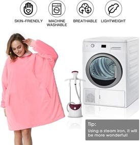 img 2 attached to 🔥 Stay Cozy and Stylish with LetsFunny Oversized Hooded Blanket Sweatshirt - Super Soft Sherpa Wearable Blanket for All Ages - Perfectly Pink!