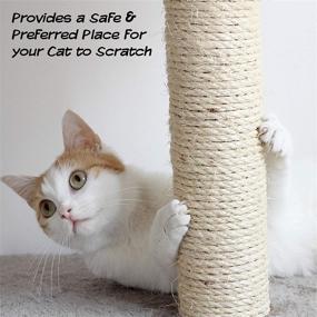 img 1 attached to 🐱 Black/Gray CAT Scratching Post with Sisal Rope Cat Scratcher, Interactive Play Area, and Hanging Toy – PETMAKER Furniture Scratching Deterrent