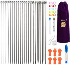 img 4 attached to 🧶 Homemari Sweater Knitting Needle Set: Stainless Steel Needles Kit (11 Pairs - 11 Sizes) 2mm-8mm with Measure Tape, Storage Bag - Includes 22 PCS