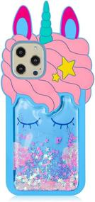 img 2 attached to Get your hands on Joyleop's Blue Quicksand Unicorn Case - A Fun & Unique Phone Cover for iPhone 11 Pro!
