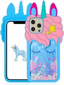 img 4 attached to Get your hands on Joyleop's Blue Quicksand Unicorn Case - A Fun & Unique Phone Cover for iPhone 11 Pro!