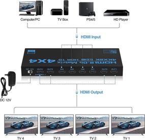 img 3 attached to аведио ссылки 4K@60Гц HDMI матричный переключатель 4x4 с EDID, 4 в 4 выходом HDMI переключатель-разветвитель: найдите идеальный аудио-видео дистрибьютор-селекторный блок с ИК-пультом для HDR, HDMI 2,0b, HDCP 2,2, 3D, 18Gbps, YUV 4:4:4.