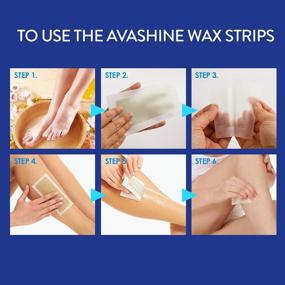 img 2 attached to 💙 Avashine Wax Strips - Hair Removal Wax Strips for Arm, Leg, Brazilian, Underarm Hair, Bikini - 32 Count + 4 Post-Wax Wipes - Blue