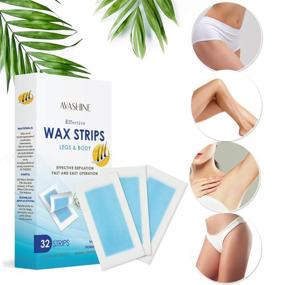 img 3 attached to 💙 Avashine Wax Strips - Hair Removal Wax Strips for Arm, Leg, Brazilian, Underarm Hair, Bikini - 32 Count + 4 Post-Wax Wipes - Blue