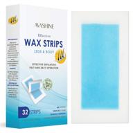 💙 avashine wax strips - hair removal wax strips for arm, leg, brazilian, underarm hair, bikini - 32 count + 4 post-wax wipes - blue logo