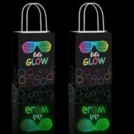 12 pieces glow in the dark gift bags - neon glow party favors bags with handle, creative treat bags for 80s themed birthday party supplies logo