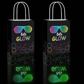 img 4 attached to 12 Pieces Glow in The Dark Gift Bags - Neon Glow Party Favors Bags with Handle, Creative Treat Bags for 80s Themed Birthday Party Supplies