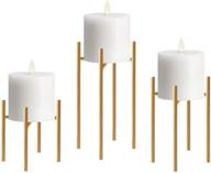 🕯️ smtyle gold candle holders set of 3: elegant candelabra for pillar led candles - ideal choice for ambience logo