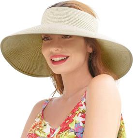 img 4 attached to 👒 Stay Stylish in the Sun with our Wide Brim Foldable Packable Roll Up Ponytail Beach Hat - Women's Straw Visor Sun Hats