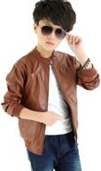 🧥 stylish boys' stand collar leather jacket - trendy clothing logo