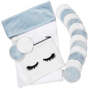 img 3 attached to 🌿 JuniperCo Reusable Makeup Remover Pads - Eco-Friendly 14 Pack with Laundry Bag, Storage Bag, Spa Headband, Bamboo Velour Soft Face Wipes, Facial Toner Rounds - Zero Waste Beauty