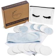 🌿 juniperco reusable makeup remover pads - eco-friendly 14 pack with laundry bag, storage bag, spa headband, bamboo velour soft face wipes, facial toner rounds - zero waste beauty logo