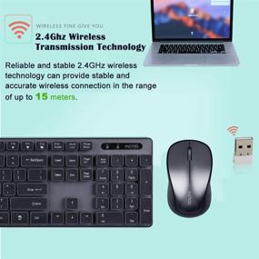 img 3 attached to 💻 Ultra-Slim Wireless Keyboard and Mouse Combo - Sosee 2.4Ghz, Full Size Suspension Keycap, Mute Cute Keyboard, Optical Mouse Set for PC Laptop Windows XP/7/8/10/Mac (Black)