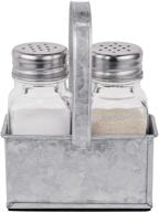 biewoos farmhouse salt and pepper shakers in premium padded caddy - rustic vintage table decor for kitchen, restaurants, weddings логотип