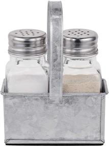 img 4 attached to Biewoos Farmhouse Salt and Pepper Shakers in Premium Padded Caddy - Rustic Vintage Table Decor for Kitchen, Restaurants, Weddings