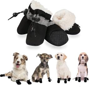 img 4 attached to 🐾 Winter Dog Shoes by YAODHAOD - Protective Dog Boots with Fleece Lining, Reflective Strip, and Anti-Slip Rubber Sole - Ideal Snow Booties for Small to Medium Size Puppies