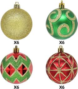 img 3 attached to Vibrant 2.36” Christmas Ornaments Set: 24 Shatterproof Red, Green and Gold Decorations for Holidays, Parties, Trees & Events by Joiedomi