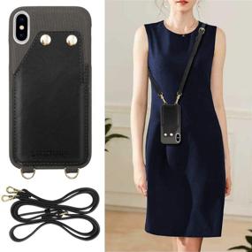 img 3 attached to 📱 LuckyCoin Wallet Case for iPhone X/XS - Black Leather Crossbody Strap with Credit Card Slot