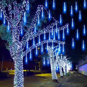 img 4 attached to 🌠 Meteor Shower Rain Lights: 8 Tube 144 LED Cascading Icicle Snow Fall Lights (Blue) – Waterproof Outdoor Decoration for Holidays, Parties, Garden, Patio & Home