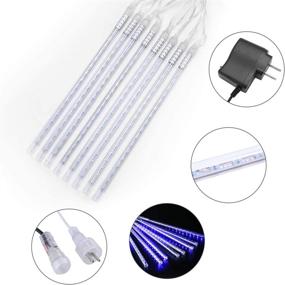 img 2 attached to 🌠 Meteor Shower Rain Lights: 8 Tube 144 LED Cascading Icicle Snow Fall Lights (Blue) – Waterproof Outdoor Decoration for Holidays, Parties, Garden, Patio & Home