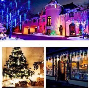 img 3 attached to 🌠 Meteor Shower Rain Lights: 8 Tube 144 LED Cascading Icicle Snow Fall Lights (Blue) – Waterproof Outdoor Decoration for Holidays, Parties, Garden, Patio & Home
