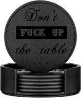 hilarious thipoten 6 pcs leather coasters with holder- protect furniture, perfect housewarming gifts! logo