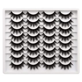 img 3 attached to 💖 Yawamica 18MM Natural False Eyelashes Pack - Set of 16 Pairs 3D Fluffy Mink Lashes for Dramatic Look - Handmade Faux Mink Eyelashes Multipack